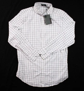 G/Fore Mens Shirt L Long Sleeve Button Front Spread Collar Golf White Plaid $185 - Picture 1 of 7