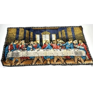 Arazzo da parete vintage L'Ultima Cena made in Belgium 36" x 19" - Foto 1 di 5