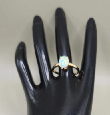 Opalring vergoldet Edelstahl RG 61 – intensives funkeln aus Firmennachlass - Bild 1 von 4