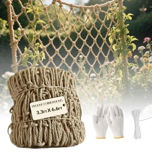 Jute Hemp Rope Net - 3.3x6.6FT, Outdoor Climbing Nets, Balcony and Stair Barr... - Picture 1 of 7