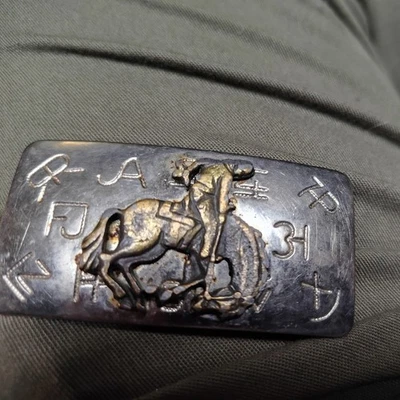 Vintage Chambers Belt Co Silver And Gold Tone Bronc Riding Belt Buckle (5436) - Image 1 of 4