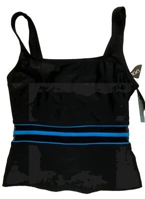 Speedo Tankini Oberteil Damen Größe 6 schwarz türkis Bademode neu mit Etikett - Bild 1 von 3