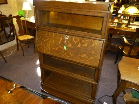 Antique Oak Stacking  Bookcase Barrister lawyers Macey refinished 1900's w/desk Cover