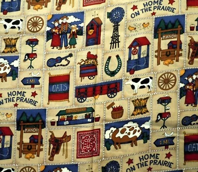 Vintage Cotton Fabric VIP Cranston "Home on the Prairie" 2.3 Yard Piece X WOF - Image 1 of 3