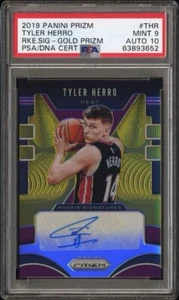 2019 Panini Prizm Tyler Herro Rookie Gold Prizm Auto /10 Psa 9 Auto 10 Heat RC - Picture 1 of 3