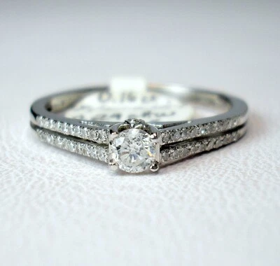 Кольцо из белого золота 14 карат с круглыми натуральными бриллиантами 0,16 карата 0,29 карата было $795 видео - Изображение 1 из 4