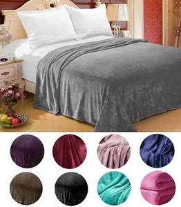 Solid Flannel Throw Plush Cozy Super Soft Bed Blanket: All Sizes Available - Picture 1 of 32