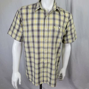Timberland Yellow And Gray Plaid Button Down Collared Shirt - Picture 1 of 7