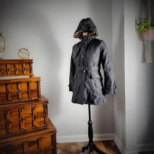 Black Faux Fur Lined Trench Coat Size Small - Picture 1 of 12