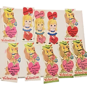 Vintage Valentines Day Cards 1950 1960s MCM Lot of 10 Paper Cut Outs Unused - Picture 1 of 3