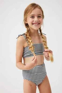 Cotton On Kids Anita Bikini Set Girls 15-16 Navy Blazer/Gingham Shoulder Straps~ - Picture 1 of 24