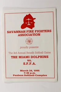 1995 Savannah Fire Fighters vs Miami Dolphins Softball Game Program w Autographs - Picture 1 of 9