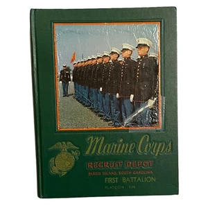 1957 MARINE CORPS RECRUIT DEPOT YEARBOOK PARRIS ISLAND SC PLATOON 206 USMC - Picture 1 of 8