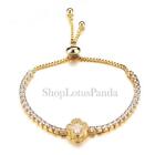 Exquisite 18Kt Gold Plated Crystals Flower Crystal Links Chain Bracelet