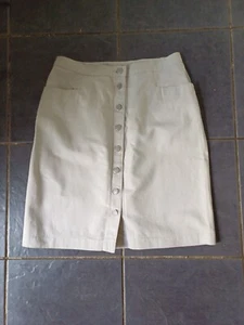 Women's M&S Beige Botton Front Pockets Clasdic Summer Skirt Size 12 - Picture 1 of 5