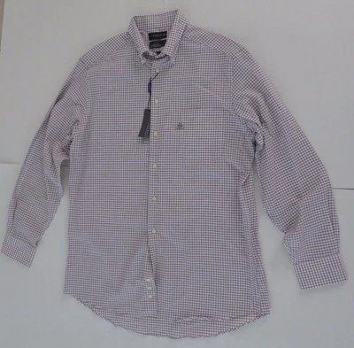 Camisa de vestir Covington blanca borgoña a cuadros talla 15 1/2 34/35 calce clásico para hombre Foto 1 de 4