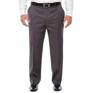Traje tejido de viaje Stafford gris mediano pantalones delanteros planos tallas 50X32, 54X30 nuevo - Imagen 1 de 2