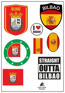 Bilbao Spanien Aufkleber Karte Sticker-Bogen Stadt Auto Fahne Flagge - Picture 1 of 4