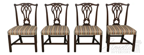 L59217EC: Set of 4 KITTINGER CW-16 Chippendale Mahogany Side Chairs Cover