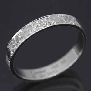 Mini anillo de amor Cartier #8 3 filas después de diamante 750WG usado 10229 - Imagen 1 de 6