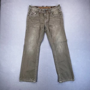 Rock Revival Jeans Herren 34x32 River Straight grau bestickt Tasche Denim Hose - Bild 1 von 22