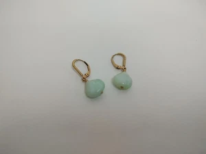 14 Karat Gold Peruvian Blue Opal Leverback Earrings - Picture 1 of 4