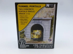 Woodlands Scenics N Gauge C1152 Pair of Concrete Single Track Tunnel Portals - Picture 1 of 5