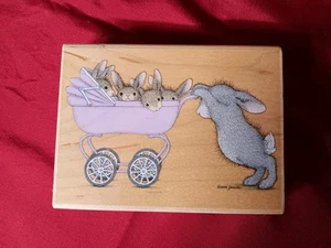 Stampabilities House-Mouse Designs HAPPY HOPPERS Rubber Stamp 2008 Bunny Buggie - Picture 1 of 8