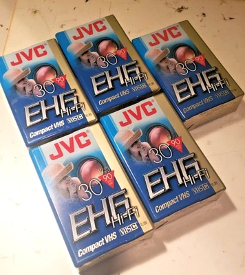 JVC VHSC TC-30 5 件装 - 小巧型 VHS 摄像机录像带,高保真 EHG 全新 FS — 第 1/4 张图片