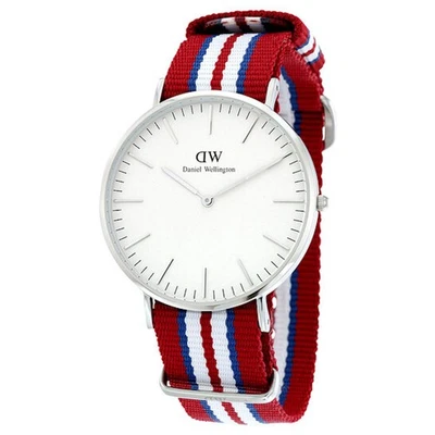 Мужские часы Daniel Wellington Classic Exeter синий красно-белый ремешок Nato 0212DW - Изображение 1 из 4
