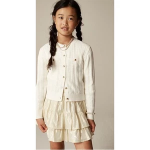 J Crew crewcuts Girl Pointelle Sweater XXS 2 2 3 White Cardigan NWT CD091 J.Crew - Picture 1 of 4