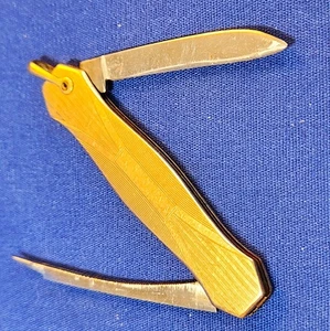 Vintage Art Deco Bigney Co, USA Gold Plated Pocket Knife Joos Stainless - Picture 1 of 6