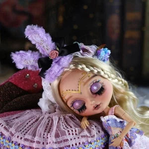 12" Blythe doll Nude hand painted astrologer Theme makeup dark skin blonde hair - Picture 1 of 4