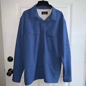 Men’s L 42-44 ORVIS TROUT BUM SANDPOINT Marine Blue L/S Fishing Shirt EXC - Picture 1 of 12
