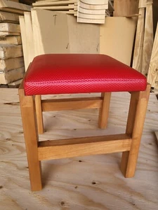 Small Vanity Chair Stool Bedroom woodwork Bench Padded Red kid Seat Handmade  - Picture 1 of 9