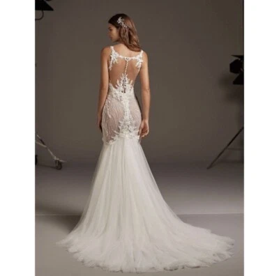 Nuevo Galatea vestido de novia desnudo cristal blanco roto us10 encaje semi transparente con cuentas Foto 1 de 4