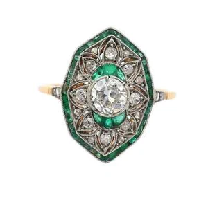 2Ct Art Deco Vintage Style Lab Created Diamond Engagement 14K Gold Finish Ring - Picture 1 of 9