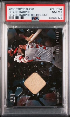 2018 Topps X Bryce Harper 220 Second to None Relics Bryce Harper #BH-R5A PSA 8 - Image 1 of 3