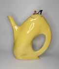 Susan Howe Art Pottery Tea or Coffee Pot Yellow Bright Shoe Knob Lid Whimsical