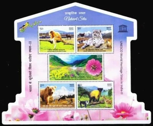 India 2020 UNESCO World Heritage Animals Flowers Birds Nature Minisheet MNH - Bild 1 von 7