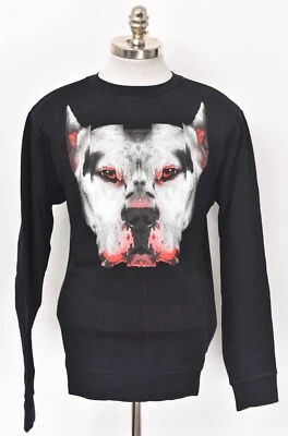 全新带标签 MARCELO BURLON Dogo 纯黑色刺绣狗图案圆领毛衣 L — 第 1/4 张图片