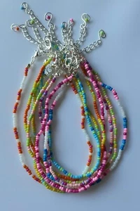 Stretch Glass Seed Bead Beaded Anklet Ankle Bracelet or Choker Necklace - Picture 1 of 9