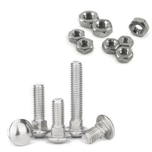 Perno de carro cuadrado M5 M6 M8 taza con tuercas hexagonales completas acero inoxidable A2 - Imagen 1 de 1