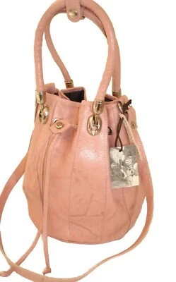 De Colección Nuevo Antiguo Stock Cristina Valentina En Pell Lt Rosa Cuero Italia Bolso Cubo Foto 1 de 4