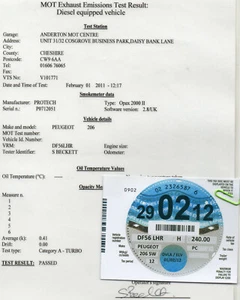 M.O.T TEST CERTIFICATE..LAMINATED AND FREE REPRO DISC,.. - Picture 1 of 2