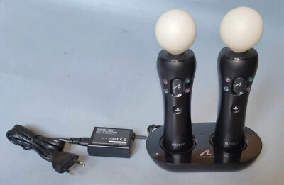 2 pezzi Sony PlayStation Move PS3 PS4 PS5 + caricatore ufficiale - Immagine 1 di 4