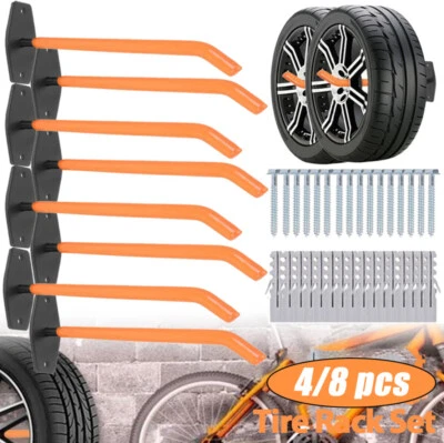 4/8 x Autoreifen Wand Halter Haltebügel Reifen Felgen Haken Baum Regal Halterung - Bild 1 von 4