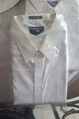 NIP 白色男式 FALCON BAY 长袖连衣裙衬衫,尺寸 20 - 25/36 — 第 1/2 张图片