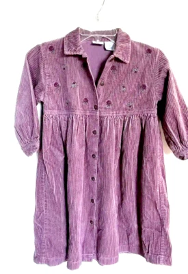 Adorável Heartstrings Dusty Mauve Cordoroy Vestido Choque NBC Meninas Tamanho 8 Muito Bom Estado Usado - Imagem 1 de 4
