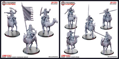 HIGHLANDS MINIATURES Kyoushuneko Miniatures Araby Camel Spearmen X10 28mm/32mm Scale -NO BASES-